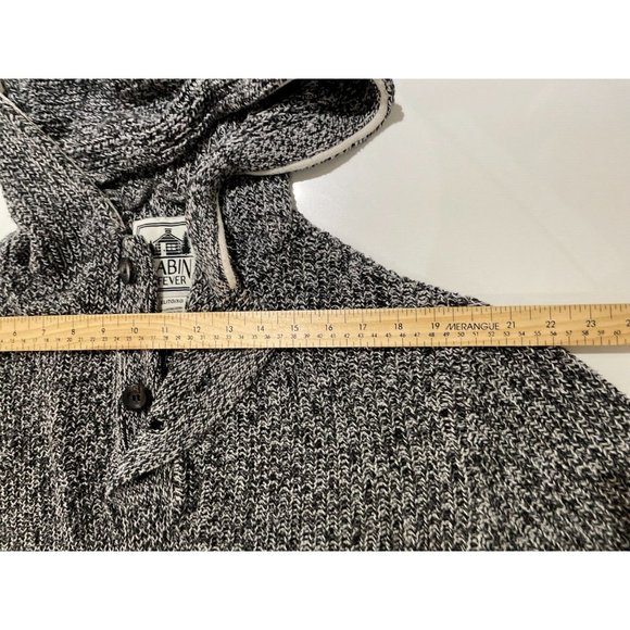 Cabin fever sweater Knit Button Hoodie Black & White red XL - Picture 10 of 10